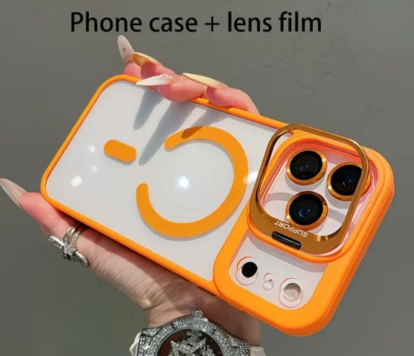iPhone 17,16,15,14,13,12  Magsafe case с протектори за камерата,стойка