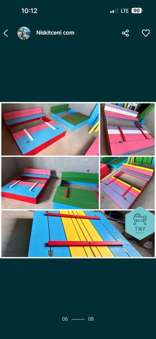 Дървен детски пясъчник със сенник с UV защита