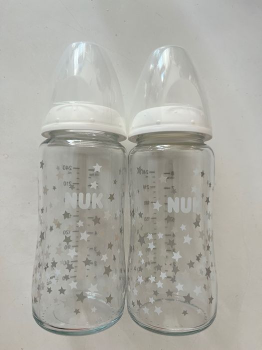 Стъклени бутилки и биберон 0-6м Nuk и DrBrown’s