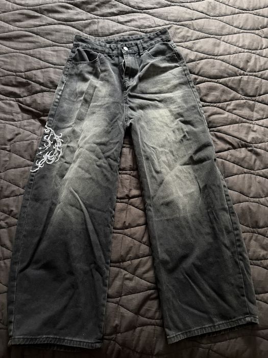 Baggy jeans черные с вышивкой