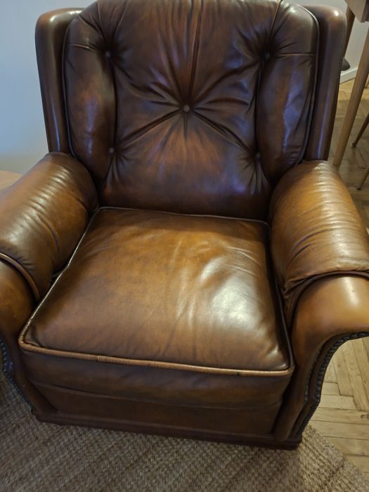 Canapea si 2 fotolii piele naturala