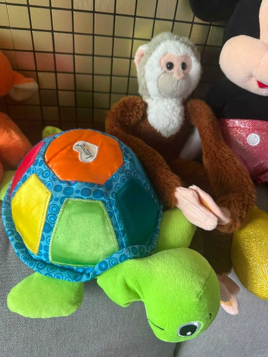Lot 5 jucării pluș Disney Mickey, Tigger, Nemo + Broască Testoasă Lamaze + Maimuță Wild Republic
