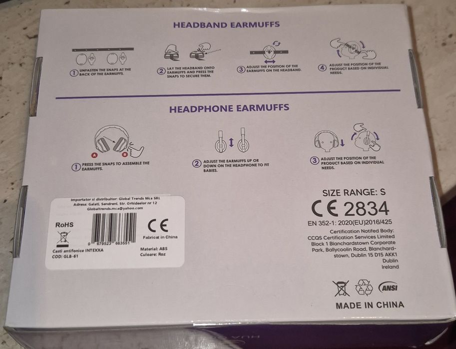 Vand casti antifonice roz pentru bebelusi 2-48 luni
