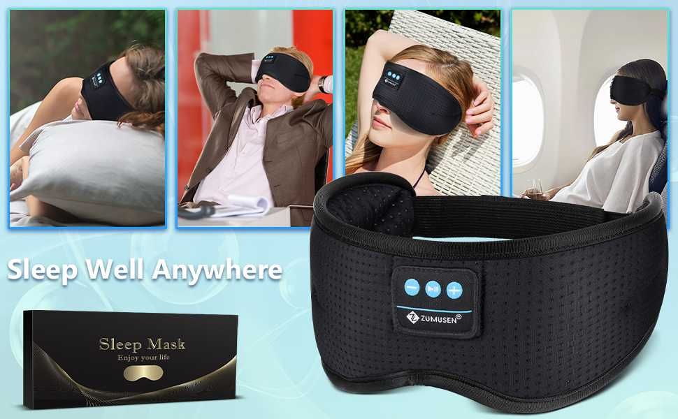 мека и комфортна маска за пътуване /безжични слушалки/ Bluetooth маска