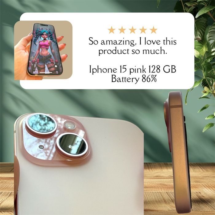 Iphone 15 pink 128 gb 86% battery