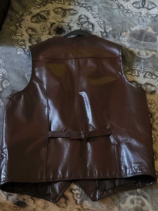 Haina barbateasca lunga din piele + vesta piele