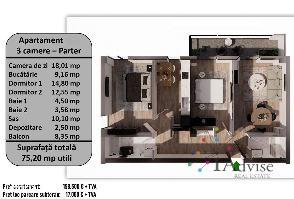Apartament NOU 3 camere Tractorul, Brasov