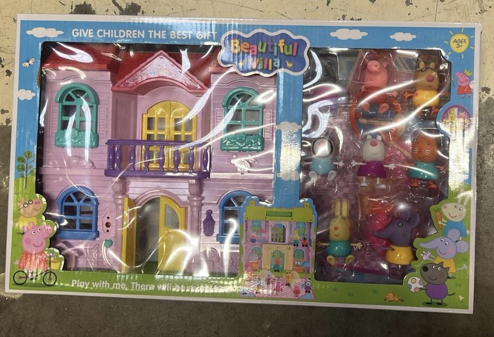 Set cu 8 figurine Peppa Pig si prietenii si faimoasa sa Vila, NOUA