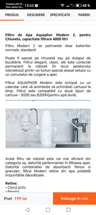 Vând Filtru de Apa Nou