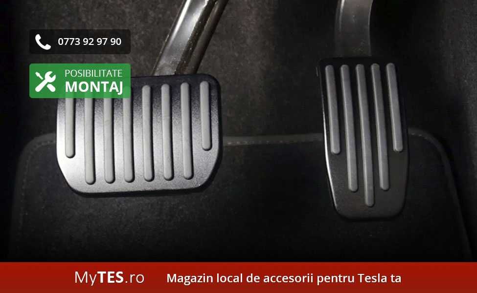 Ornamente metal pedale (argintiu, negre, rosu) - Tesla Model 3 / Y
