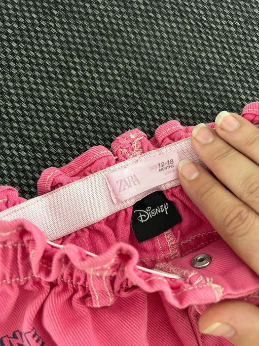 Fusta denim/blug Zara Disney Baby Minnie Mouse, 12-18 luni / 86cm, roz