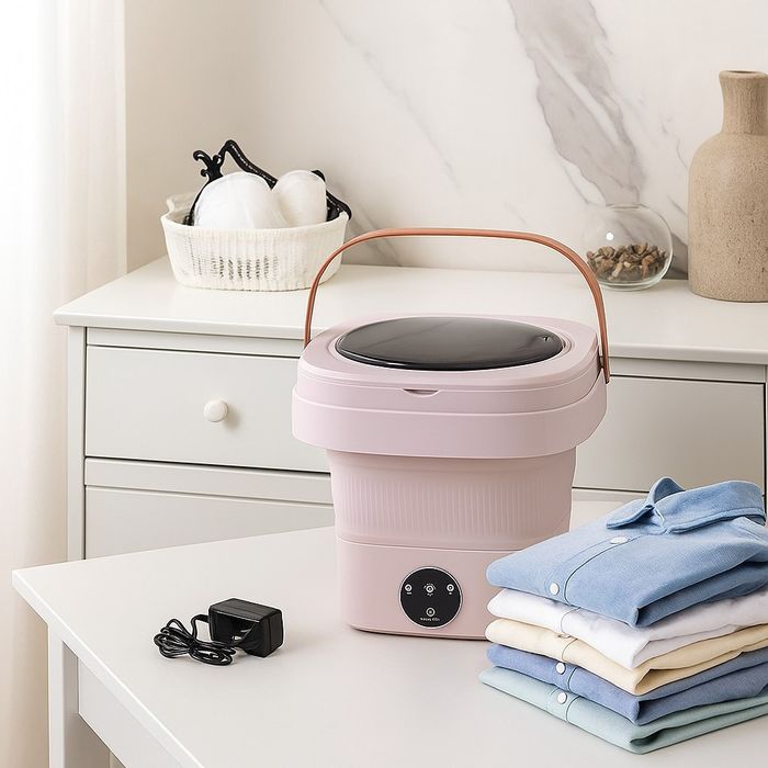 Мини сгъваема пералня с центрофуга-компактна,мощна и идеална  -12  L