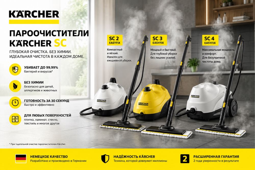 Пароочиститель KARCHER SC 1,2,3,4,5 (DELUXE/EASYFIX) 2025 NEW
