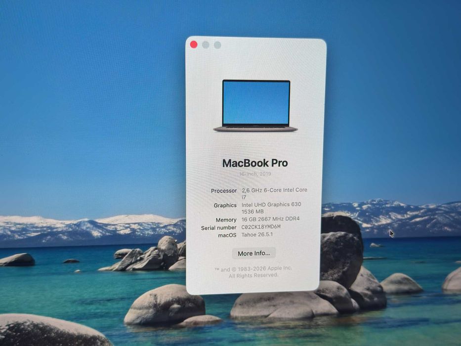 Macbook Pro 16" 2019 i7 16gb ram 512gb ssd