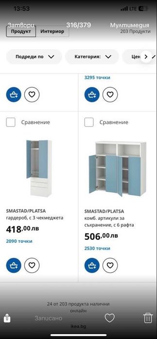 Гардероби и скрин за играчки Икеа