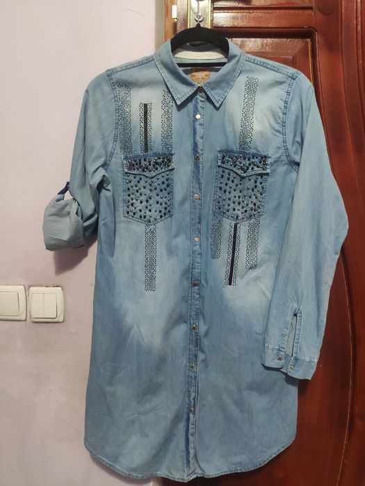 Джинсовая туника рубашка