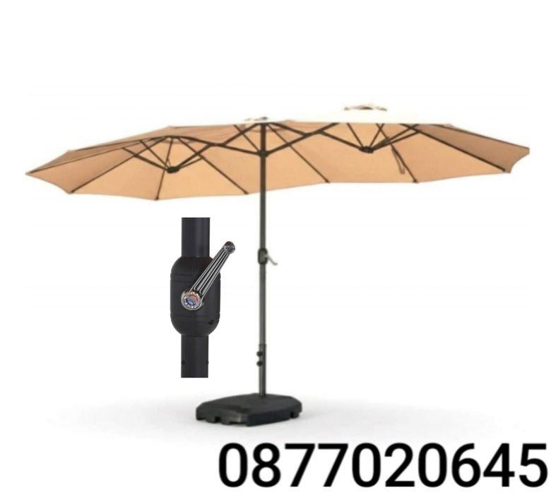 Градински чадър  UV защита, 460x270x240 см, Бежов