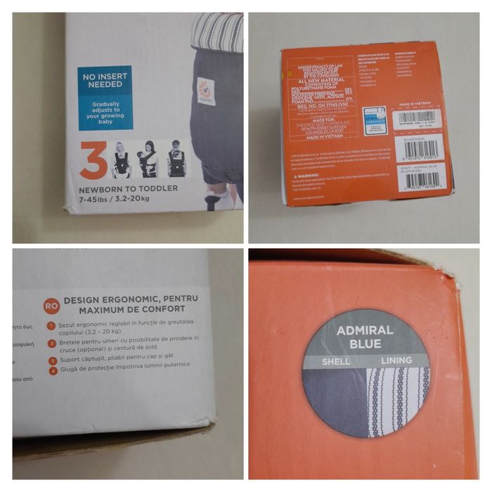 Marsupiu Ergobaby, port-baby ergonomic, ham unisex, de la 3,2 - 20 kg.