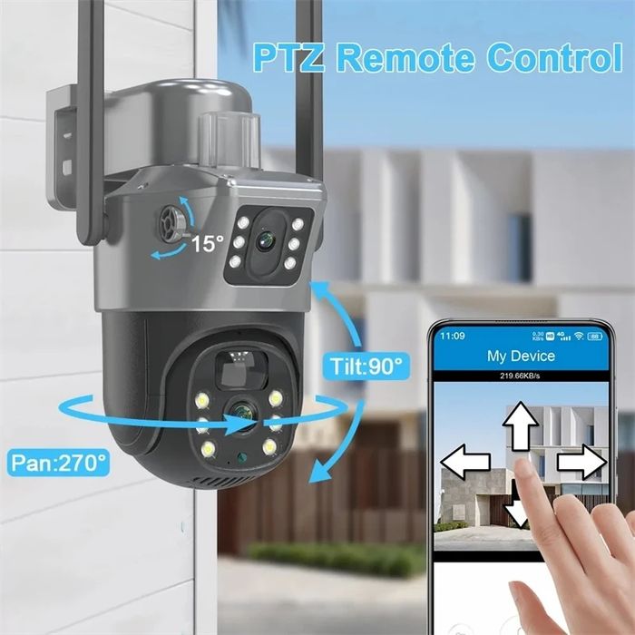 Солнечная камера 4G sim  3МП, двойная солнечная камера видеонаблюдения