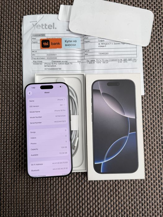 ЛИЗИНГ*64лв/м iPhone 16 pro*Black Titanium айфон 16 про черен