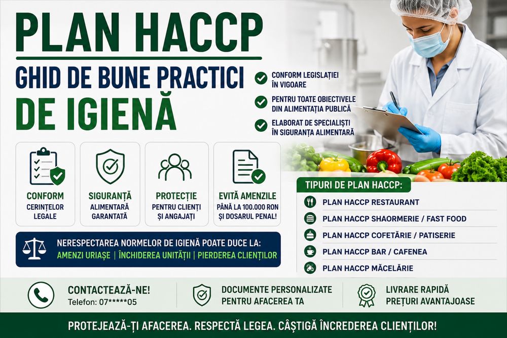 Plan HACCP și Ghid de Bune Practici | Restaurante, Fast Food, Cofetării