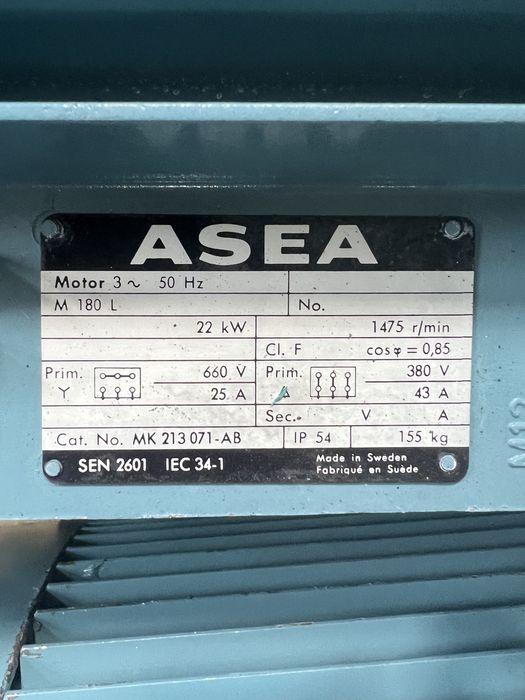 Ел.двигател/електромотор 22 кВ 1500об ASEA
