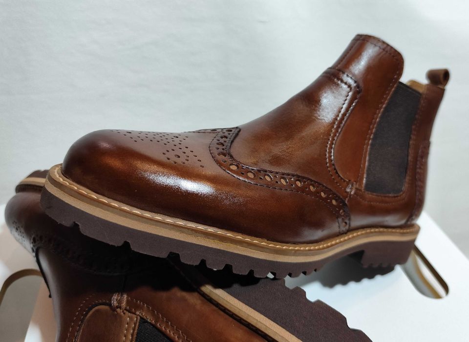 Ghete chelsea 40.5 41 brogue Lavoratione Artigianale piele naturala