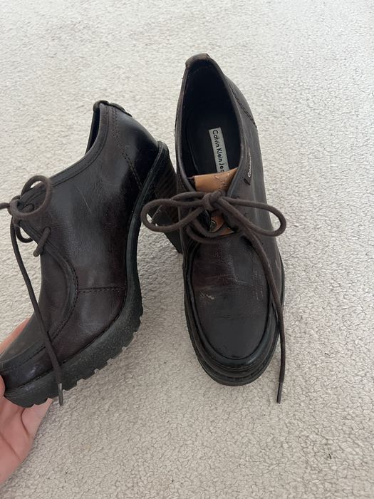 Botine cu toc din piele Calvin Klein marimea 36