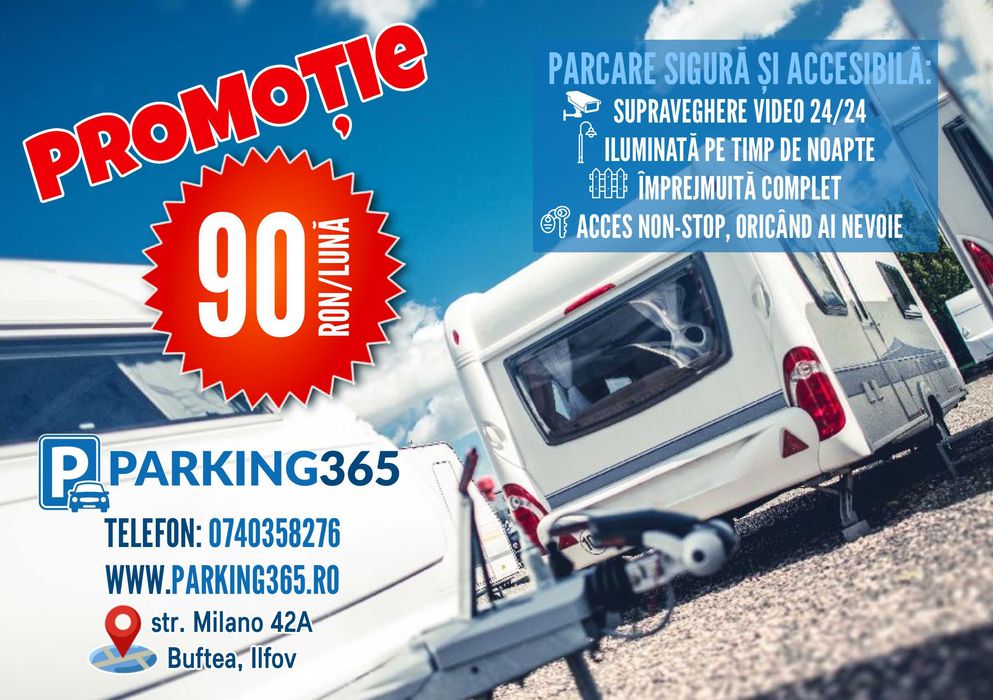 Parcare TERMEN LUNG rulote, remorci, barci, dube / ACCES NON-STOP