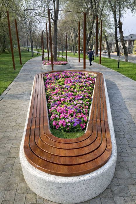 бетонная скамейка уличная садовая beton hovli skameykasi park