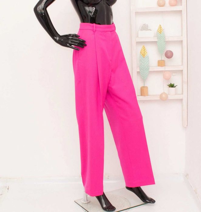 & Other Stories оригинален дамски панталон цикламен вълнен широк 40