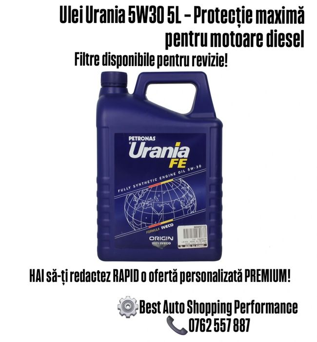 Ulei Urania 5W30 5L – Protecție maximă pentru motoare diesel