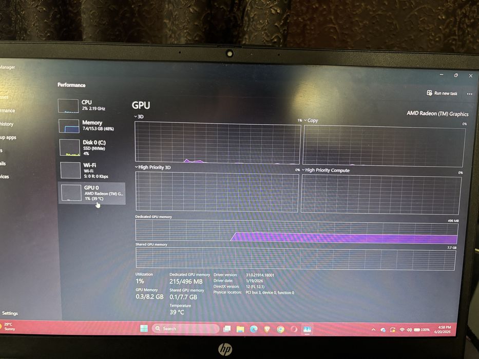 Laptop HP 15-fc0048nq, Ryzen 7 5825U, 16GB RAM, SSD 512GB – Ca nou