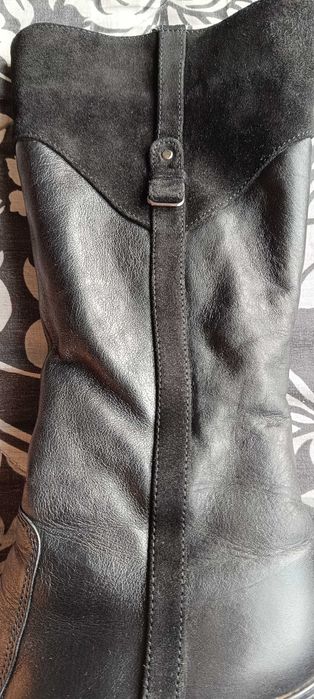 Ботуши от естествена кожа и велур на платформа