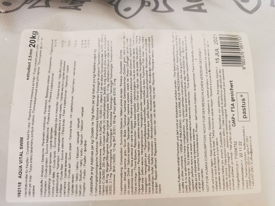 Hrana Pastrav, crap, cten, crapi Koi, caras ornamental, fitofag 2,5mm