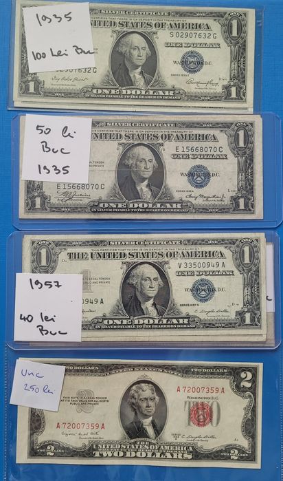 Bancnote Statele Unite dolari America bani vechi  monede