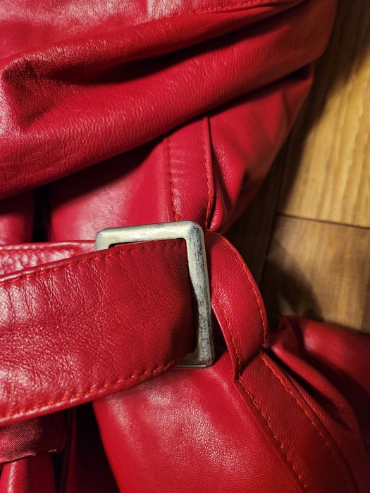 Дамско яке Calvin Klein, червено яке кожа, палто Bershka