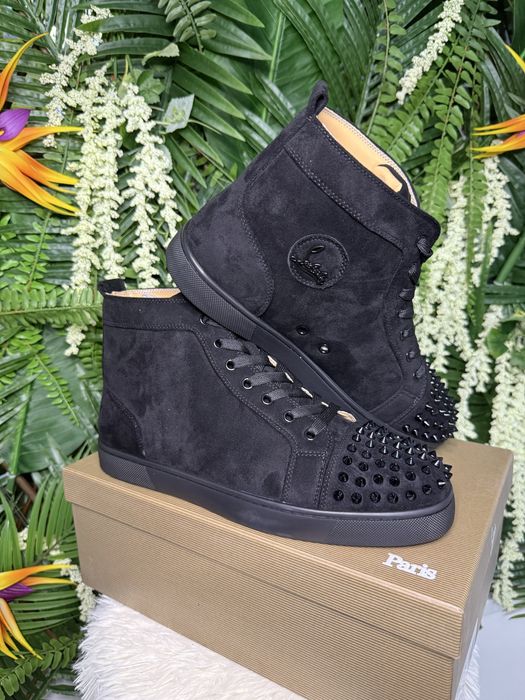 Christian Louboutin High Suede Black Spikes
