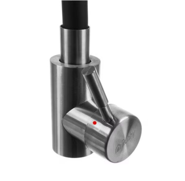 Baterie chiuveta bucatarie, 360°, comutator debit, Negru/Argintiu