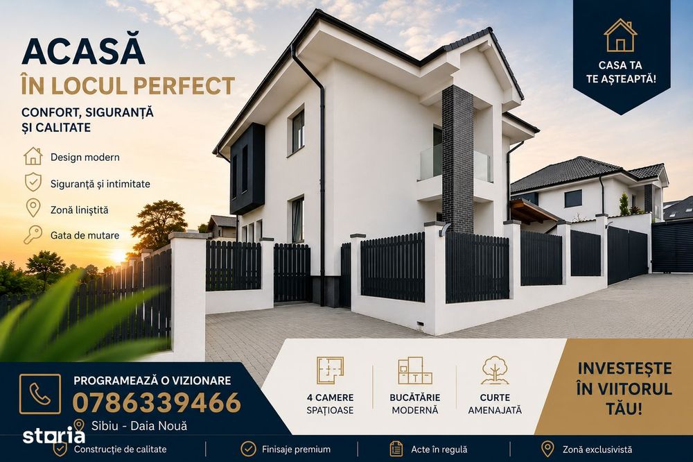 Casă premium | 205 mp utili | Daia Nouă la doar 5 minute de Sibiu
