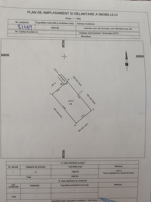Teren Vorovești – 2 parcele de 1000 mp, utilități, str. Pieptănari (proprietar)