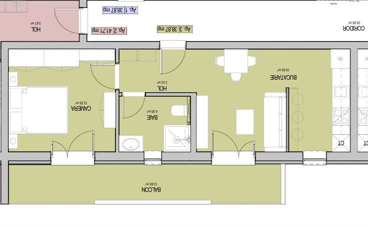 Apartament 2 camere — Rezidențial Cireșica Sud, B1, Ap.3