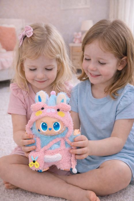 Jucarie de plus breloc - tip Labubu - 15 cm - imbracat in porcusor