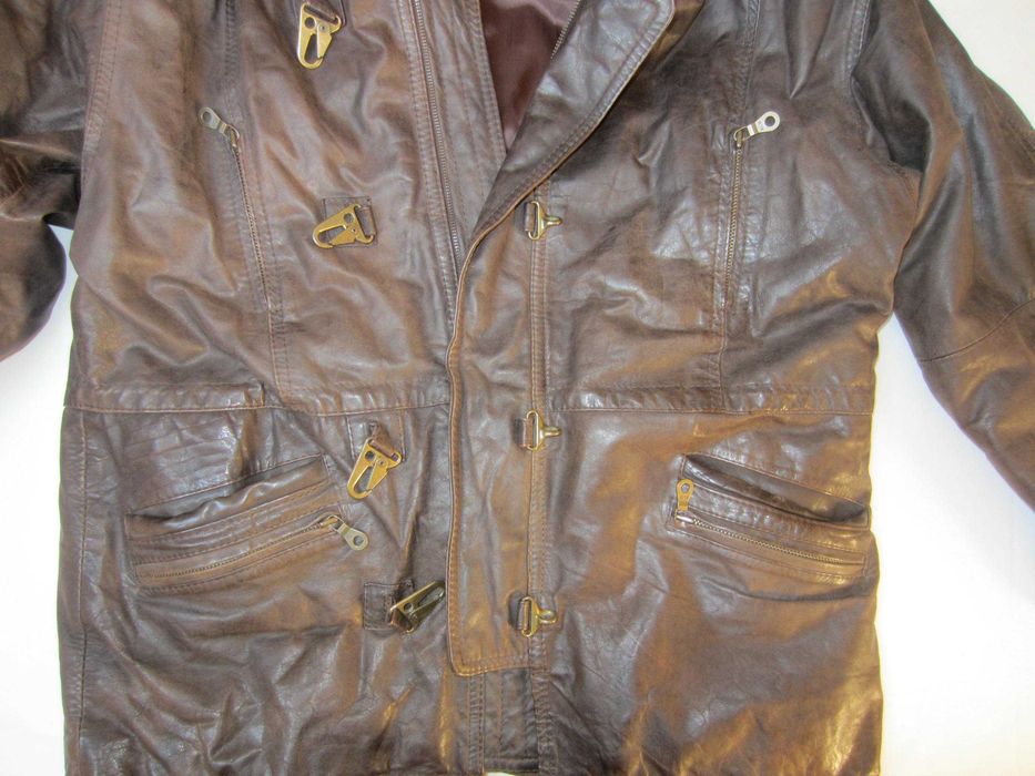 Geaca piele Paris Dakar,mas.54, produs artizanal, gluga, stare f.buna