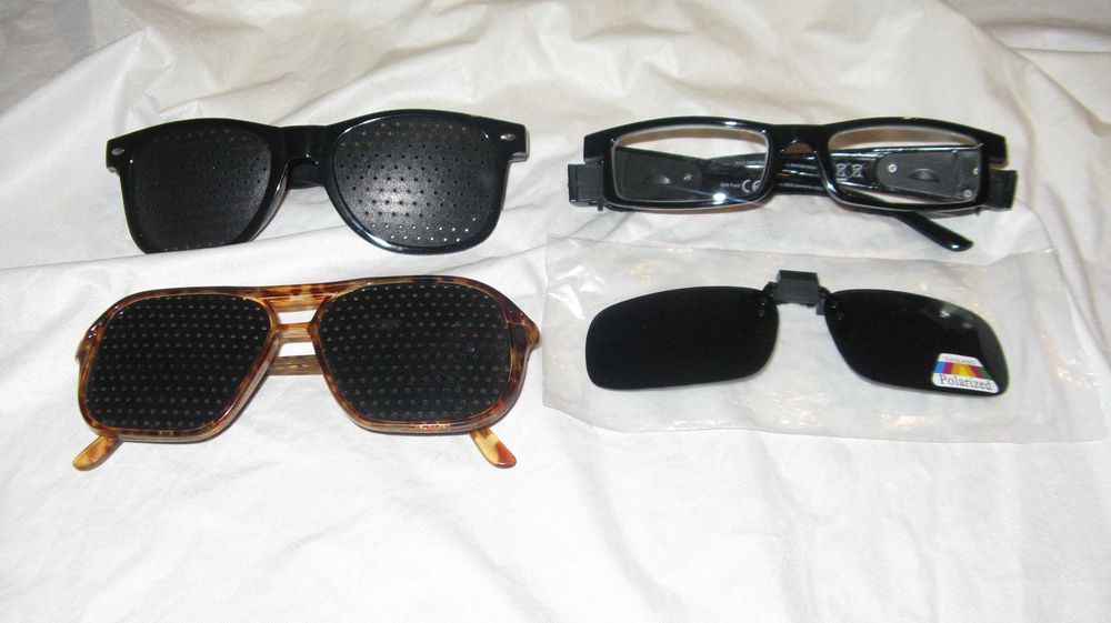 Ochelari medicali pinhole stenopici, polarizare cu clips, cu leduri