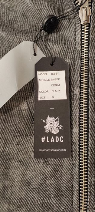 Geaca de piele naturala, neagra/gri LADC Paris, mărimea S