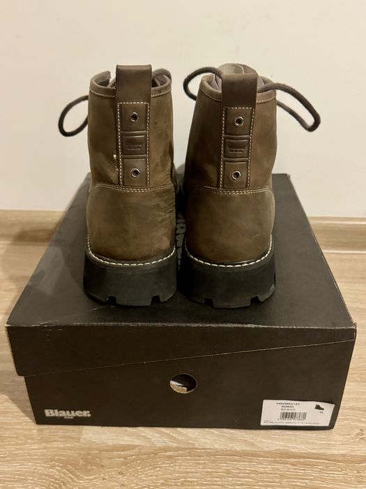 Ghete maro de piele, cu siret, Blauer, marimea 45