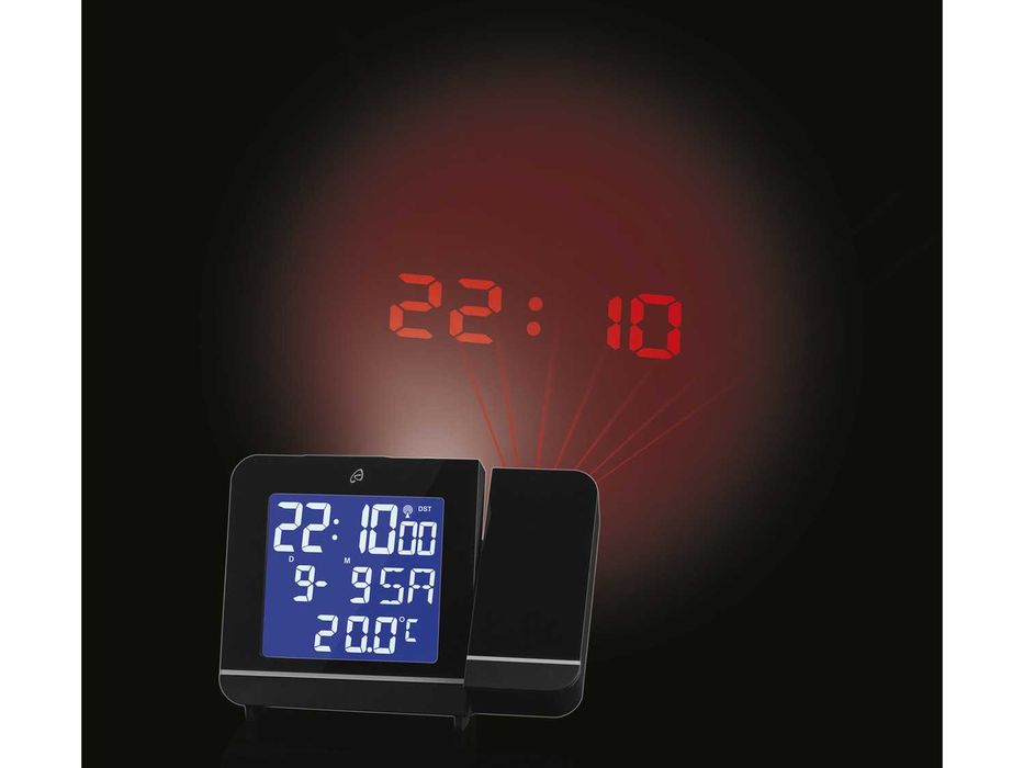 Ceas deşteptător, controlat radio, cu proiector, proiectie LASER, nou