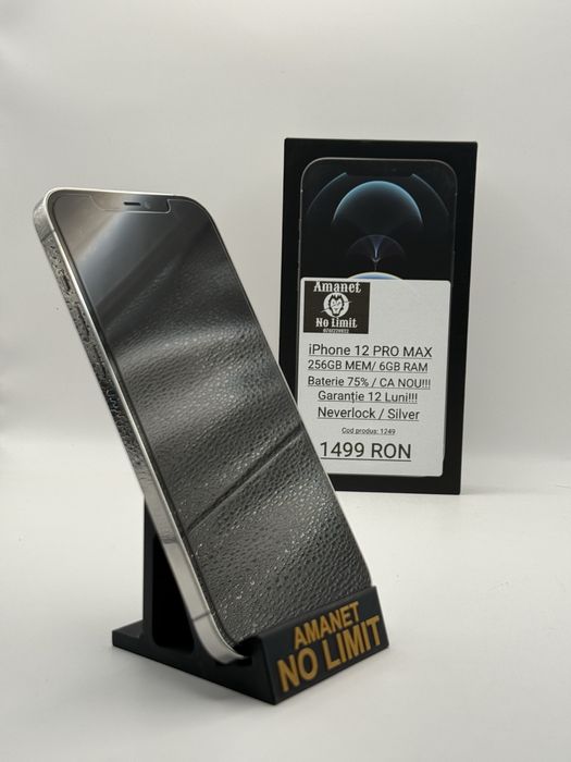 iPhone 12 Pro Max Silver 256GB impecabil Nota 10/10 , AMANET NO LIMIT.