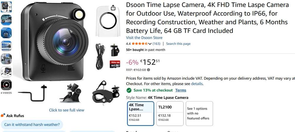 Camer Time Lapse 4K FHD pentru utilizare în exterior